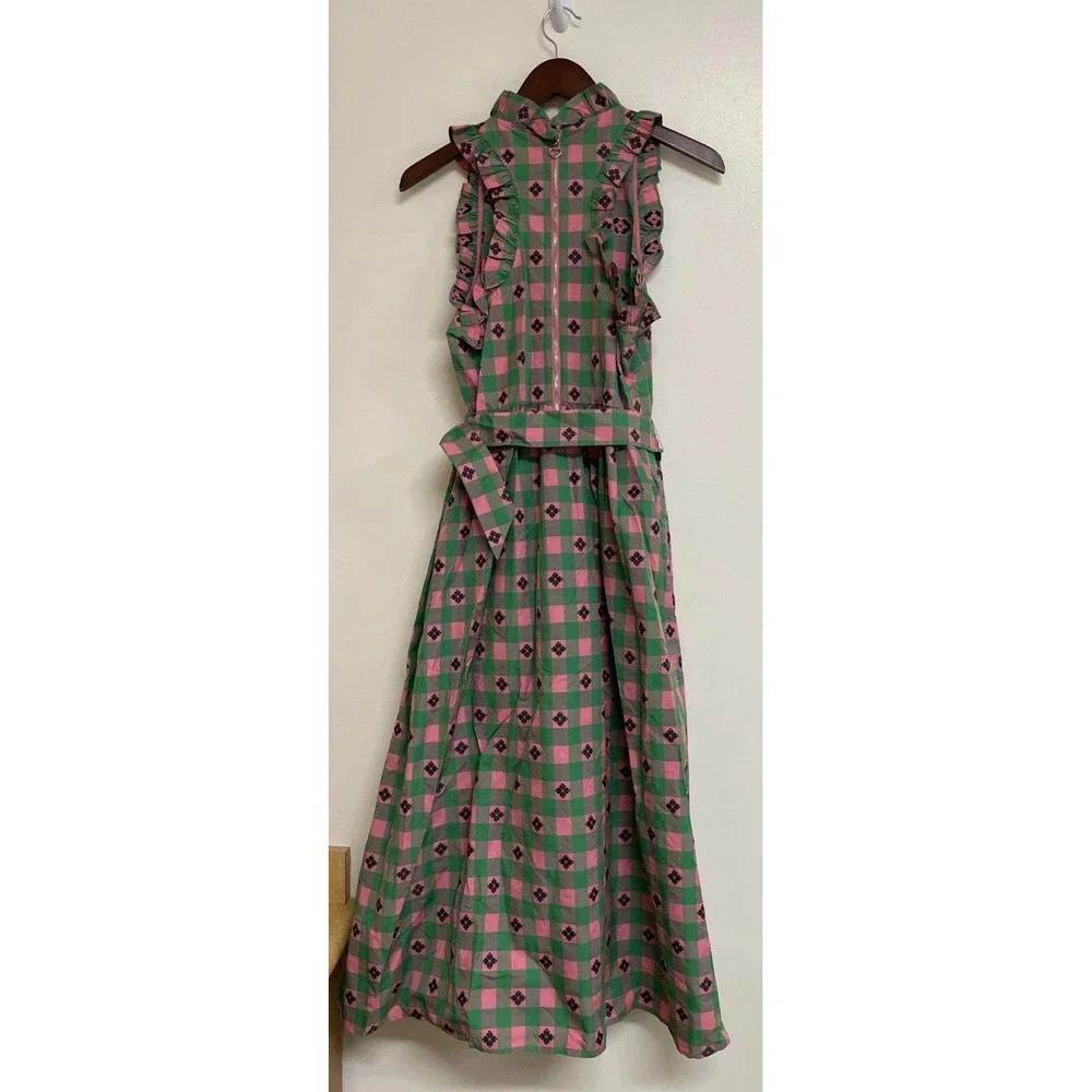 NWT Kate Spade‎ New York Green Pink Plaid Gingham Dress Women's 8 MSRP $598 - Picture 5 of 11